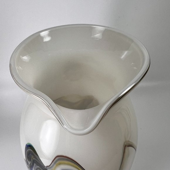 Vtg Dalian Snowflake Color Swirl Glass Pitcher Jug Art Glass MCM Collectible - Picture 6 of 16